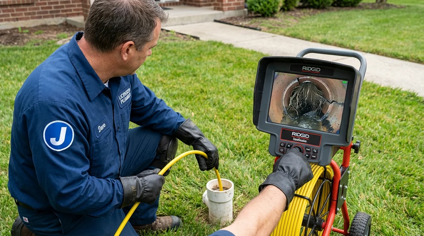 Sewer camera inspection being performed by Johns Plumbing LLC in Mount Ayr